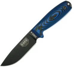 ESEE Model 4 Fixed Blade Knife Black Blue G10 Handle Plain Black Blade 4PB008