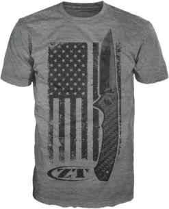Zero Tolerance Gray 50/50 Cotton Polyester American Flag T-Shirt Mens Medium 201M