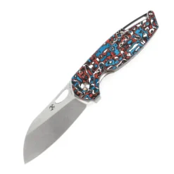 Kansept Model 6 Folding Knife Red/Black/White Carbon Fiber Handle 20CV Plain Edge Black Stonewash Finish K1022A7