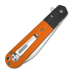 RoseCraft Castorea Folding Knife Gray/Orange G10 Handle D2 Spear Point Plain Edge Satin Finish RCM012-GO -Knife Gear Shop 12GO 2 45499.1689276435