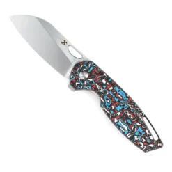 Kansept Model 6 Folding Knife Red/Black/White Carbon Fiber Handle 20CV Plain Edge Black Stonewash Finish K1022A7 -Knife Gear Shop 15 09047.1692898564