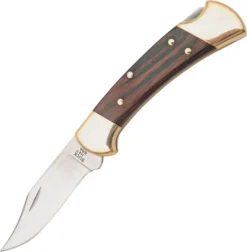 Buck Ranger Lockback Knife Wood Handle 420HC Plain Edge 112BRS