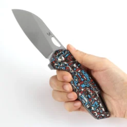 Kansept Model 6 Folding Knife Red/Black/White Carbon Fiber Handle 20CV Plain Edge Black Stonewash Finish K1022A7 -Knife Gear Shop 20 00056.1692898566