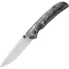 Civivi Imperium Folding Knife Shredded Carbon Fiber Handle Nitro-V Drop Point Plain Edge Stonewash Finish C2106A