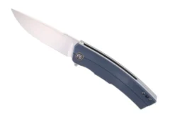 Petrified Fish Magazine Folding Pocket Knife Blue G10 Handle D2 Plain Edge Satin Finish PF-P02B