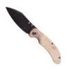Kansept Nesstreet Folding Knife Brown Canvas Micarta Handle S35VN Plain Black Stonewash Finish K1039A4