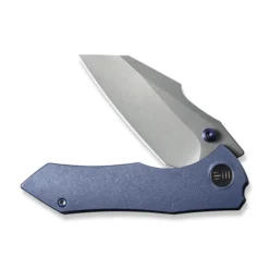 WE High-Fin Folding Knife Blue Titanium Handle 20CV Plain Edge Gray Stonewash Finish WE22005-3 -Knife Gear Shop 3ec7631b 1049 445b 8457 b74f12f04ff3 47416.1666203391