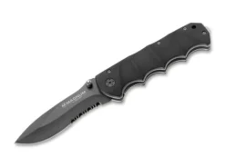 Boker Black Spear Folding Knife Black Aluminum Handle 440A Partially Serrated Black Blade 01RY247