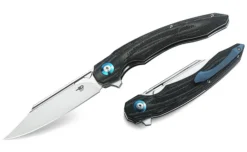 Bestech Fango Liner Lock Knife Interlayer With Carbon Fiber And Beige G10 Handle Plain D2 Satin Edge BG18D