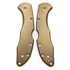 Flytanium Stonewash Brass Scales For Spyderco Delica Knife