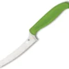 Spyderco Z-Cut Blunt Tip Kitchen Knife Green Poly Handle CTS-BD1 Serrated Edge Satin Finish K13SGN