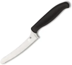 Spyderco Z-Cut Kitchen Knife Black Polypropylene Handle CTS-BD1 Blunt Tip Serrated Edge K13SBK