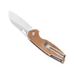 Kansept Model 6 Folding Knife Brown Micarta Handle 154CM Plain Edge Stonewash Finish T1022A5 -Knife Gear Shop A55 6 35085.1692915952