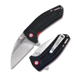 RoseCraft Little Chonk Folding Knife Black G10 Handle D2 Wharncliffe Plain Edge Stonewash Finish RCM006-BG