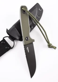 Schnitzel TRI Fixed Blade Knife OD Green G10 Handle 14C28N Plain Edge Black Stonewash Fiinish SNL-03GBW -Knife Gear Shop BWB 3 79987.1681251462