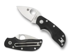 Spyderco Chicago Folding Knife Leaf Plain Edge Blade LinerLock Black G10 Handle C130GP