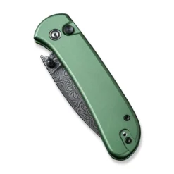 Civivi Qubit Folding Knife Green Aluminum Handle Damascus Drop Point Plain Edge C22030E-DS1 -Knife Gear Shop C22030E DS1 Qubit 4 57272.1680222040