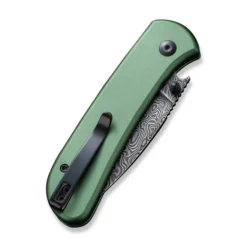 Civivi Qubit Folding Knife Green Aluminum Handle Damascus Drop Point Plain Edge C22030E-DS1 -Knife Gear Shop C22030E DS1 Qubit 5 26489.1680222040