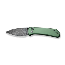 Civivi Qubit Folding Knife Green Aluminum Handle Damascus Drop Point Plain Edge C22030E-DS1 -Knife Gear Shop C22030E DS1 Qubit 8 21326.1680222040