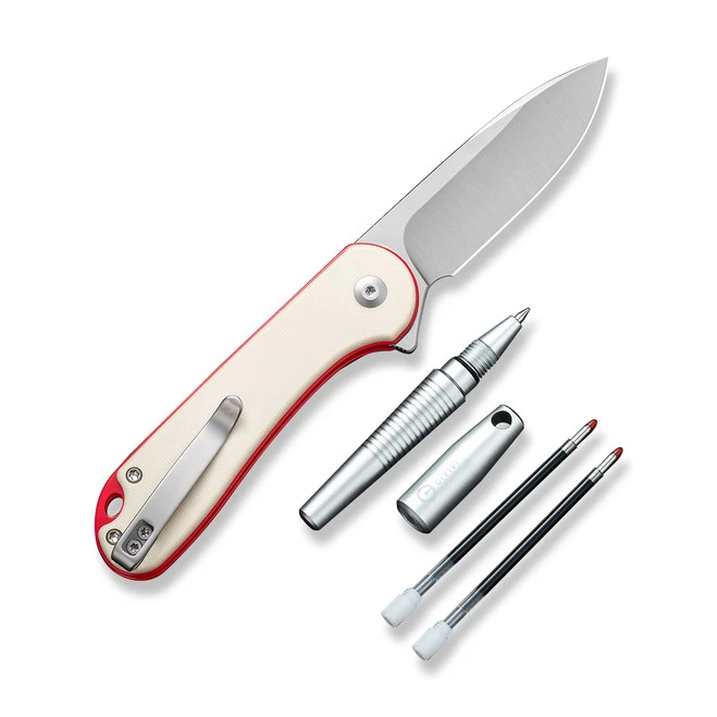(Dropping 10-16) Civivi StellarQuill Pen & Button Lock Elementum II Knife Pack Combo White G10 Handle Nitro V Drop Point Plain Edge Satin Finish C23049 2 (Dropping 10-16) Civivi StellarQuill Pen & Button Lock Elementum II Knife Pack Combo White G10 Handle Nitro V Drop Point Plain Edge Satin Finish C23049 - Image 2