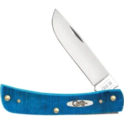Case Cutlery Sod Buster Jr. Folding Knife Caribbean Blue Jigged Bone Handle Skinner Plain Edge 25590