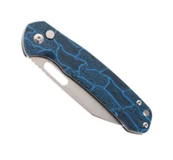 WMK Exclusive CJRB Pyrite Wharncliffe Folding Knife Black & Blue Gmascus G10 Handle AR-RPM9 Wharncliffe Plain Edge Stonewash Finish J1925A-DBU -Knife Gear Shop CJRB J1925A DBU 01 07603.1685545339