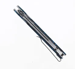 WMK Exclusive CJRB Pyrite Wharncliffe Folding Knife Black & Blue Gmascus G10 Handle AR-RPM9 Wharncliffe Plain Edge Stonewash Finish J1925A-DBU -Knife Gear Shop CJRB J1925A DBU 02 91577.1685545339