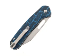 WMK Exclusive CJRB Pyrite Wharncliffe Folding Knife Black & Blue Gmascus G10 Handle AR-RPM9 Wharncliffe Plain Edge Stonewash Finish J1925A-DBU -Knife Gear Shop CJRB J1925A DBU 03 63588.1685545339