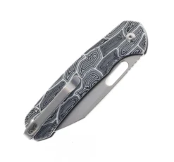 WMK Exclusive CJRB Pyrite Wharncliffe Folding Knife Black & White Gmascus G10 Handle AR-RPM9 Wharncliffe Plain Edge Stonewash Finish J1925A-DBW -Knife Gear Shop CJRB J1925A DBW 04 35590.1685545299
