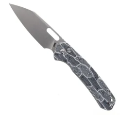 WMK Exclusive CJRB Pyrite Wharncliffe Folding Knife Black & White Gmascus G10 Handle AR-RPM9 Wharncliffe Plain Edge Stonewash Finish J1925A-DBW