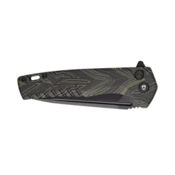 Tekto F3 Charlie Button Lock Folding Knife Green/Black Gmascus Handle D2 Drop Point Plain Black Blade -Knife Gear Shop GIM 4 03117.1686842129