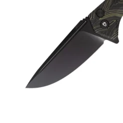 Tekto F3 Charlie Button Lock Folding Knife Green/Black Gmascus Handle D2 Drop Point Plain Black Blade -Knife Gear Shop GIM 6 80789.1686842129