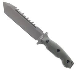 Halfbreed Blades Large Survival Fixed Blade Knife OD Green G10 Handle/Blade D2 Serrated Edge HBLSK-02OD