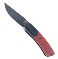 Kansept Reverie Folding Knife Black/Red G10 Handle 154CM Plain Edge Black Stonewash Finish T2025B6