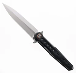 Noc Knives Dicoria Fixed Blade Knife Black G10 Handle 440C Plain Edge Satin Finish DG12-BLK