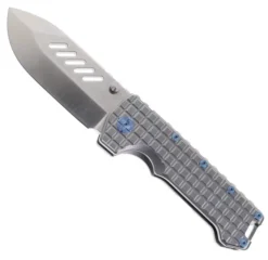 PMP Knives Kodiak Beast Pocket Knife Frag Gray/Blue Hardware Titanium Handle M390 Steel Blade