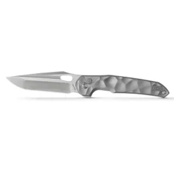 WMK Exclusive Vosteed Thunderbird Button Lock Flipper Pocket Knife Sculpted Gray Aluminum Handle Satin 154CM TB34VTA2H