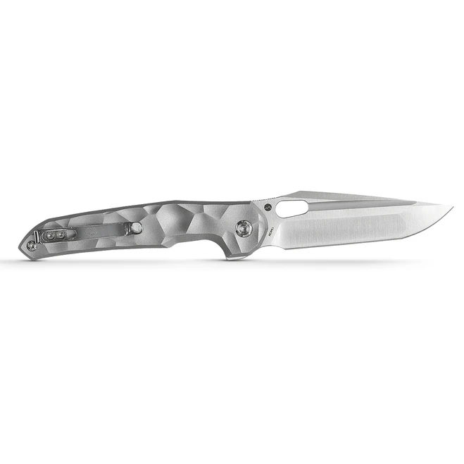 WMK Exclusive Vosteed Thunderbird Button Lock Flipper Pocket Knife Sculpted Gray Aluminum Handle Satin 154CM TB34VTA2H 2 WMK Exclusive Vosteed Thunderbird Button Lock Flipper Pocket Knife Sculpted Gray Aluminum Handle Satin 154CM TB34VTA2H - Image 2
