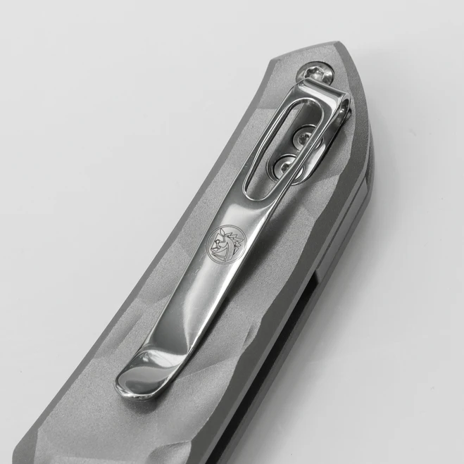 WMK Exclusive Vosteed Thunderbird Button Lock Flipper Pocket Knife Sculpted Gray Aluminum Handle Satin 154CM TB34VTA2H 4 WMK Exclusive Vosteed Thunderbird Button Lock Flipper Pocket Knife Sculpted Gray Aluminum Handle Satin 154CM TB34VTA2H - Image 4