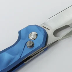 WMK Exclusive Vosteed Thunderbird Button Lock Flipper Pocket Knife Sculpted Blue Aluminum Handle Satin 154CM TB34VTA2L -Knife Gear Shop TB34VTA2L Stonewash 154CM Blue Aluminium 5 85504.1692293072