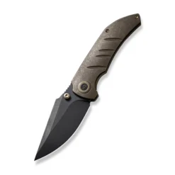 WE Riff-Raff Folding Knife Bronze Titanium Handle 20CV Clip Point Plain Edge Black Stonewash Finish WE22020B-1
