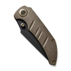 WE Riff-Raff Folding Knife Bronze Titanium Handle 20CV Clip Point Plain Edge Black Stonewash Finish WE22020B-1 -Knife Gear Shop WE22020B 1 Riff Raff 4 64056.1684864823