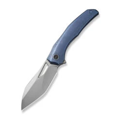 WE Ignio Folding Knife Blue Titanium Handle 20CV Wharnto Plain Edge Stonewash Finish WE22042B-3