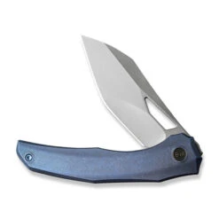 WE Ignio Folding Knife Blue Titanium Handle 20CV Wharnto Plain Edge Stonewash Finish WE22042B-3 -Knife Gear Shop WE22042B 3 Ignio 3 30093.1695951647