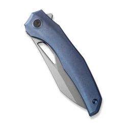 WE Ignio Folding Knife Blue Titanium Handle 20CV Wharnto Plain Edge Stonewash Finish WE22042B-3 -Knife Gear Shop WE22042B 3 Ignio 4 11188.1695951647