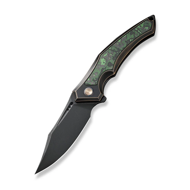 WE Orpheus Folding Knife Bronze/Black/Green Jungle Wear Fat Carbon Handle 20CV Clip Point Black Stonewash Finish WE23009-1 1 WE Orpheus Folding Knife Bronze/Black/Green Jungle Wear Fat Carbon Handle 20CV Clip Point Black Stonewash Finish WE23009-1