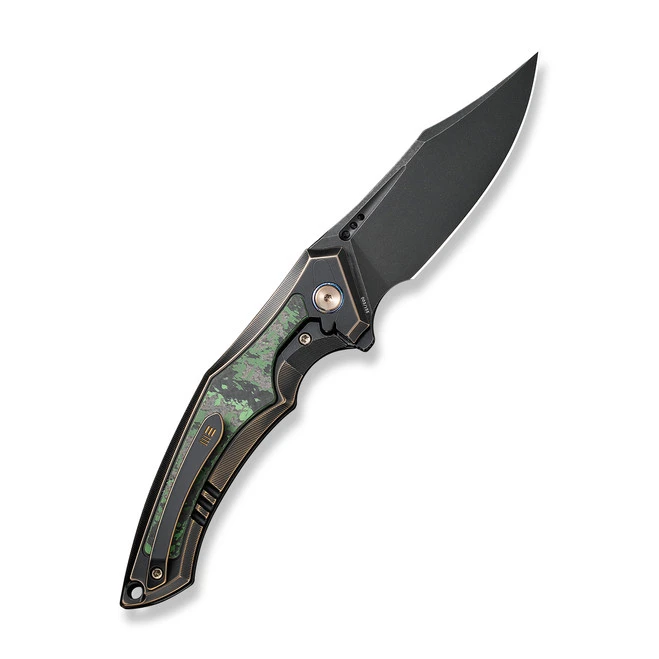 WE Orpheus Folding Knife Bronze/Black/Green Jungle Wear Fat Carbon Handle 20CV Clip Point Black Stonewash Finish WE23009-1 2 WE Orpheus Folding Knife Bronze/Black/Green Jungle Wear Fat Carbon Handle 20CV Clip Point Black Stonewash Finish WE23009-1 - Image 2