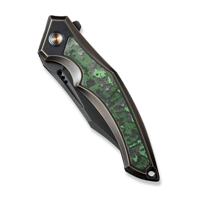 WE Orpheus Folding Knife Bronze/Black/Green Jungle Wear Fat Carbon Handle 20CV Clip Point Black Stonewash Finish WE23009-1 4 WE Orpheus Folding Knife Bronze/Black/Green Jungle Wear Fat Carbon Handle 20CV Clip Point Black Stonewash Finish WE23009-1 - Image 4
