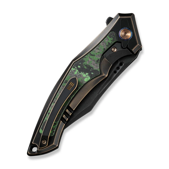 WE Orpheus Folding Knife Bronze/Black/Green Jungle Wear Fat Carbon Handle 20CV Clip Point Black Stonewash Finish WE23009-1 5 WE Orpheus Folding Knife Bronze/Black/Green Jungle Wear Fat Carbon Handle 20CV Clip Point Black Stonewash Finish WE23009-1 - Image 5