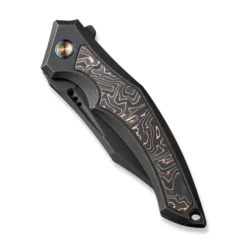 WE Orpheus Folding Knife Black/Copper Titanium Copper Foil/Carbon Fiber Inlay Handle 20CV Clip Point Black Stonewash Finish WE23009-3 -Knife Gear Shop WE23009 3 Orpheus 4 41382.1695943656